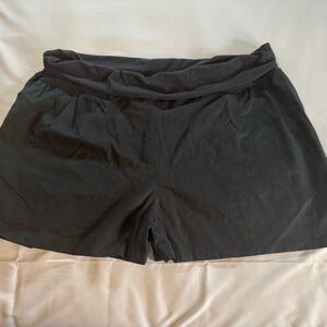Elegant High Waist Linen Black Women's Shorts